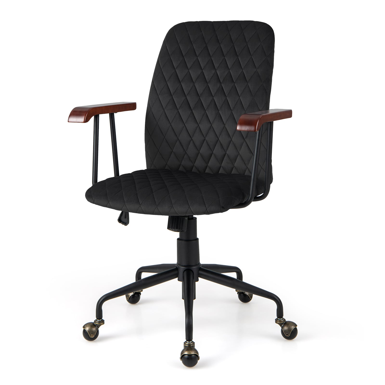 Costway Black Adjustable Velvet Rocking Leisure Chair With Padded Seat