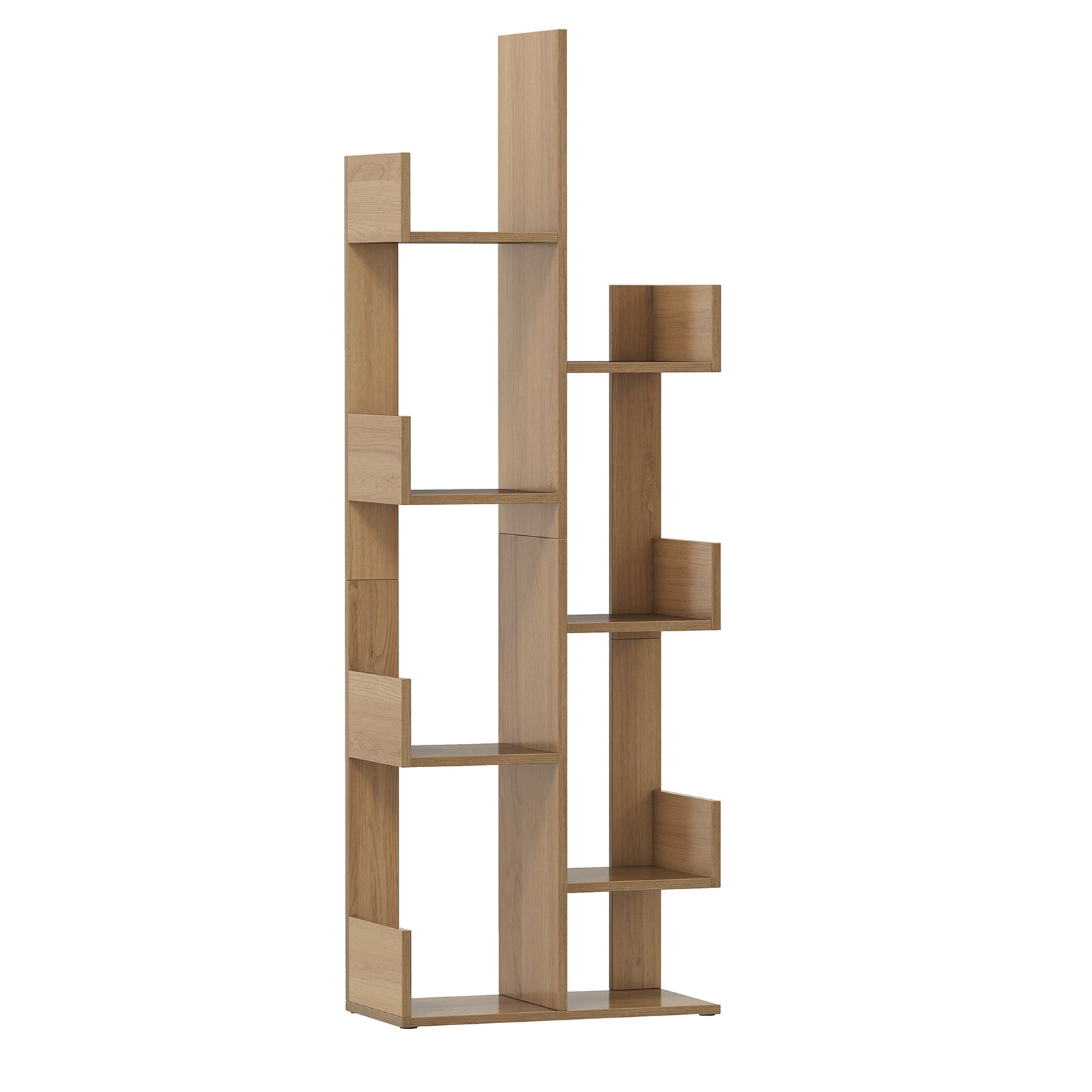Costway Natural Tree-Shaped Bookshelf With 8 Storage Shelves