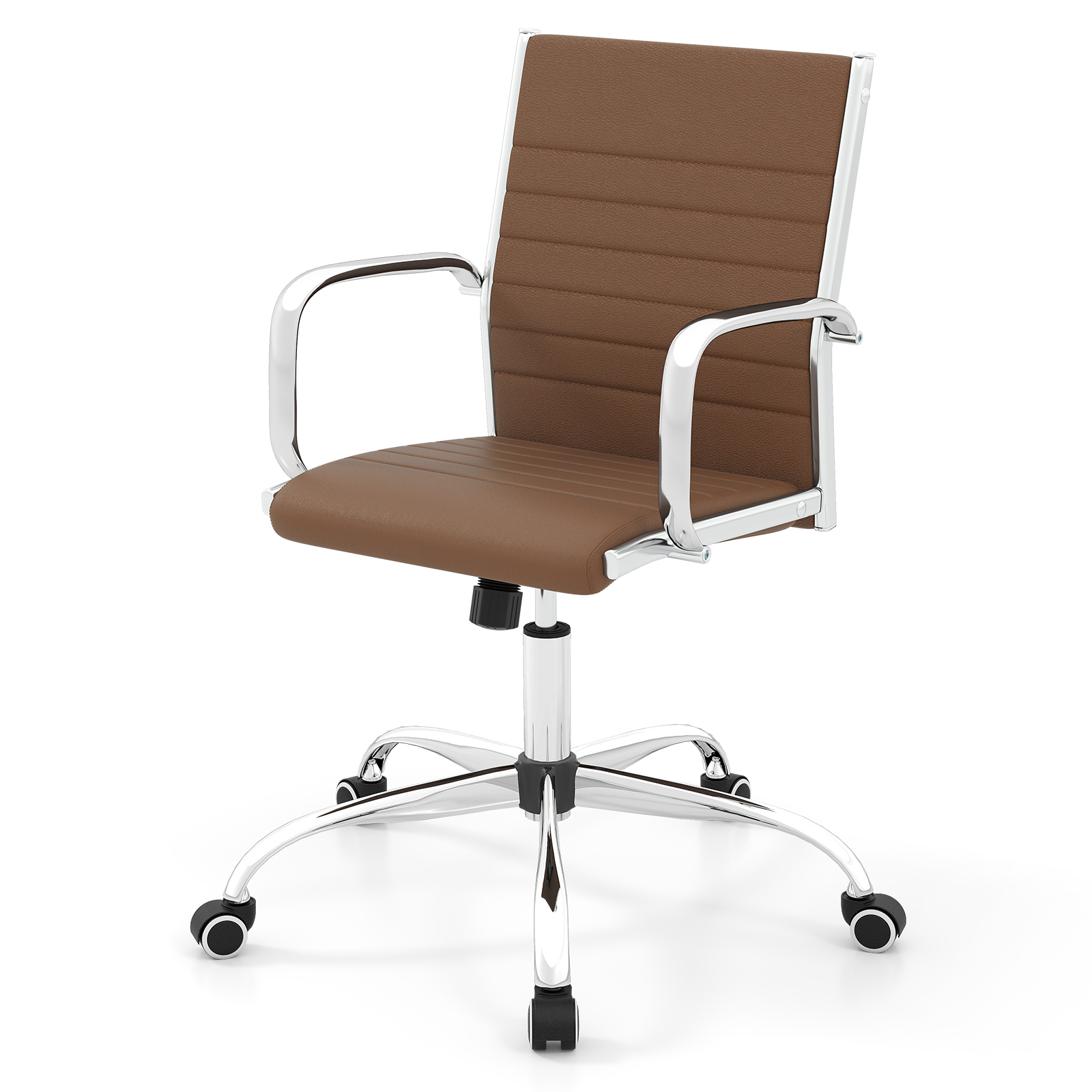 Costway Brown Height Adjustable Rolling High-Back Executive Chair For Home Office