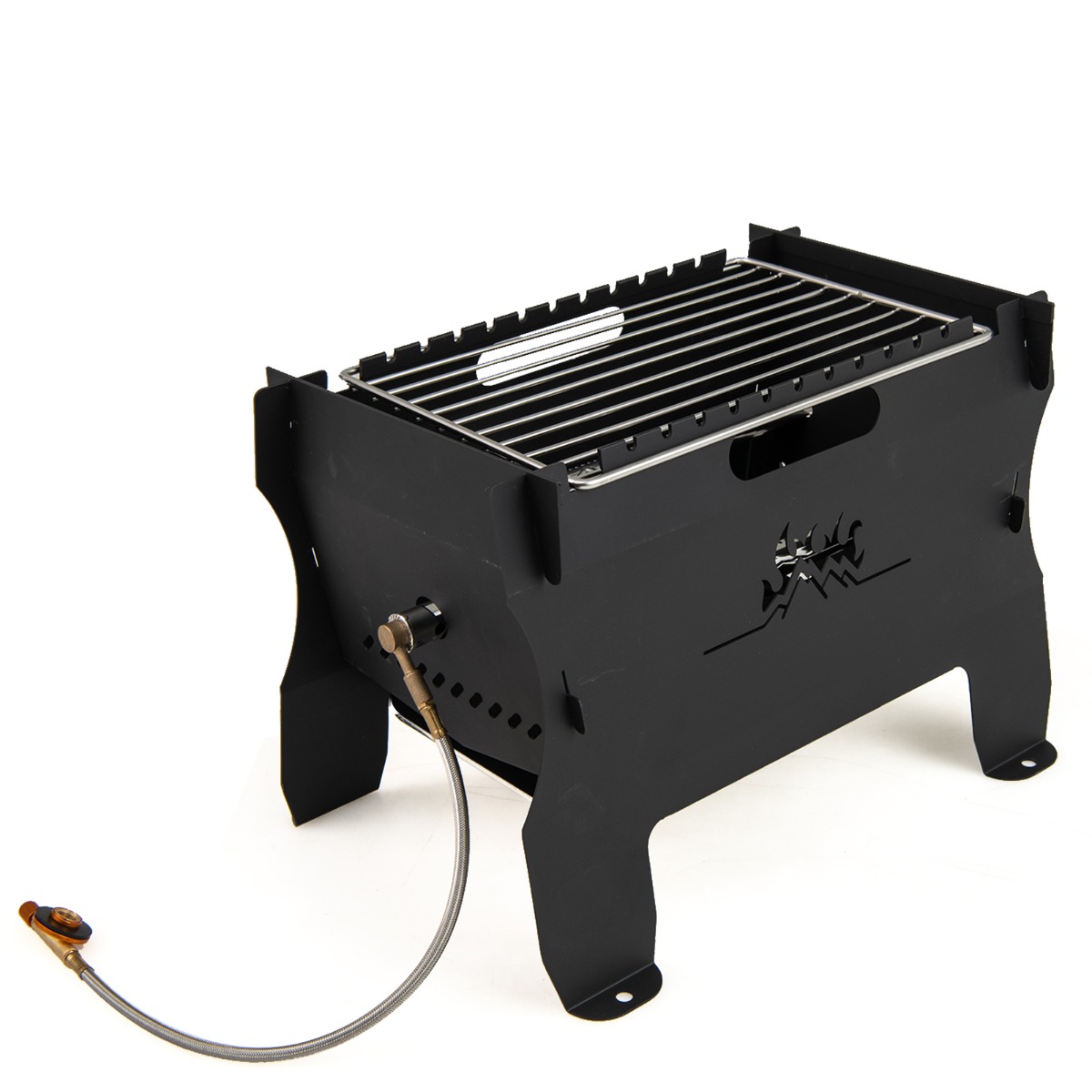 Photos - BBQ / Grill Costway 2-in-1 Camping Grill with Stainless Steel Grate and Carrying Bag-Black NP12154