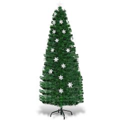6ft/1.8m Fibre Optic Christmas Tree with Snowflake and Star Decoration