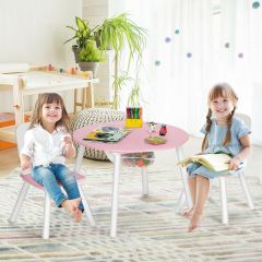 3pcs Wooden Kid's Activity Table Set with Mesh Storage