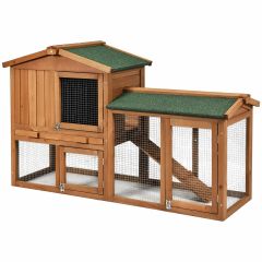2 Floors Wooden Poultry / Rabbit Hutch with Removable Ramp