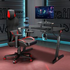  Z-shaped Ergonomic Gaming Computer Desk with RGB Light
