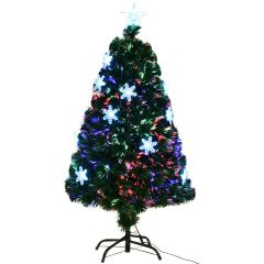 4ft/1.2m Fibre Optic Christmas Tree with Snowflake and Star Decoration
