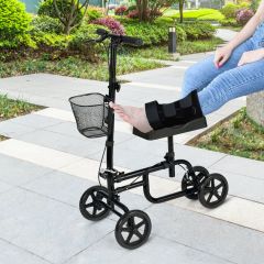 Adjustable, Steerable Knee Walker Folding Scooter with Brake