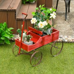 Amish Styled Wagon Plant Stand with Wheels