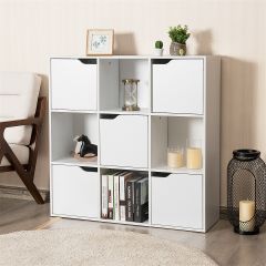 White Open and Closed 9 Cube Shelving Display Unit 