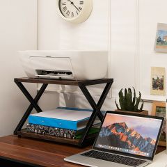 2-Tier Wooden X-Shaped Desktop / Printer Stand