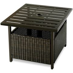 Square Rattan Patio Table with Parasol Hole