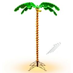 Tropical Holographic LED Rope Light Coconut Plant with 4 Stakes