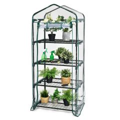 4 Tier Mini Greenhouse Growhouse with Zippered Roll up Door