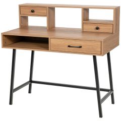 Multifunctional Dressing Table with 3 Drawers and Open Shelves