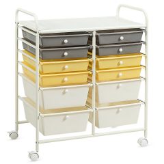 12 Drawers Rolling Storage Cart with 4 Wheels and Brakes