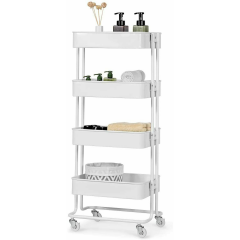 4-Tier Rolling Utility Cart with 4 Baskets and 2 Lockable Wheels