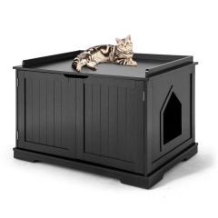 Large Cat Litter Box with Double Doors and Removable Divider