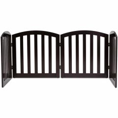 4-Panel Wooden Dog Gate with Anti-Scratch Pads for Doorway