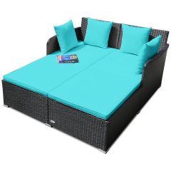 Rattan Garden 2 Seater Daybed Furniture Set  with Cushions