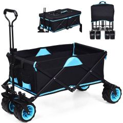 Folding Wagon Cart with Top Cover and Cup Holders
