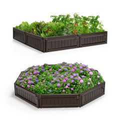 Shape Adjustable Raised Garden Bed with Metal Stakes and Open Bottom