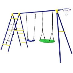 Costway Kids Swing Set with Basketball Hoop and Climbing Ladder