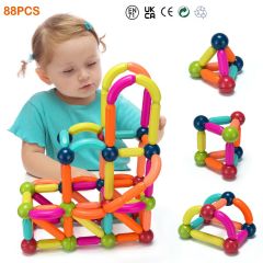 88 Pieces Stacking Balls and Rods Set for Kids Over 3