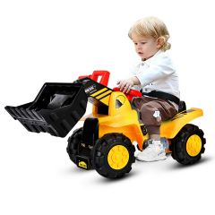Costway Kids Ride-on Bulldozer Toy with Horn and Storage Seat
