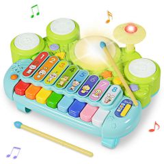 3 in 1 Baby Musical Toy Instrument with Drum Sticks and Lights