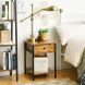 2-Tier Industrial End Table with Drawer & Open Shelf