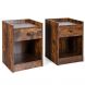 Set of 2 Bedside Table with a Drawer and Open Shelf