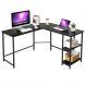 L-Shaped Corner Computer Desk with 2-Tier Storage Shelf