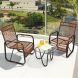 3 Piece Rattan Furniture Set with 2 Armchairs and Glass Coffee Table