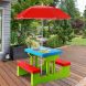 Children Picnic Play Table Set with Removable Umbrella