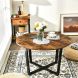 Industrial Round Coffee Table with Adjustable Leg Pads