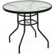 80CM Garden Dining Table with Tempered Glass and Parasol Hole