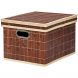 2 Pieces Bamboo Square Storage Basket Organizer with Lid