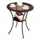 Patio Bistro Table with Tempered Glass Top and Storage Shelf