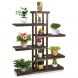 6 Tier Wood Plant Stand Shelves with Carbonized Fir Wood