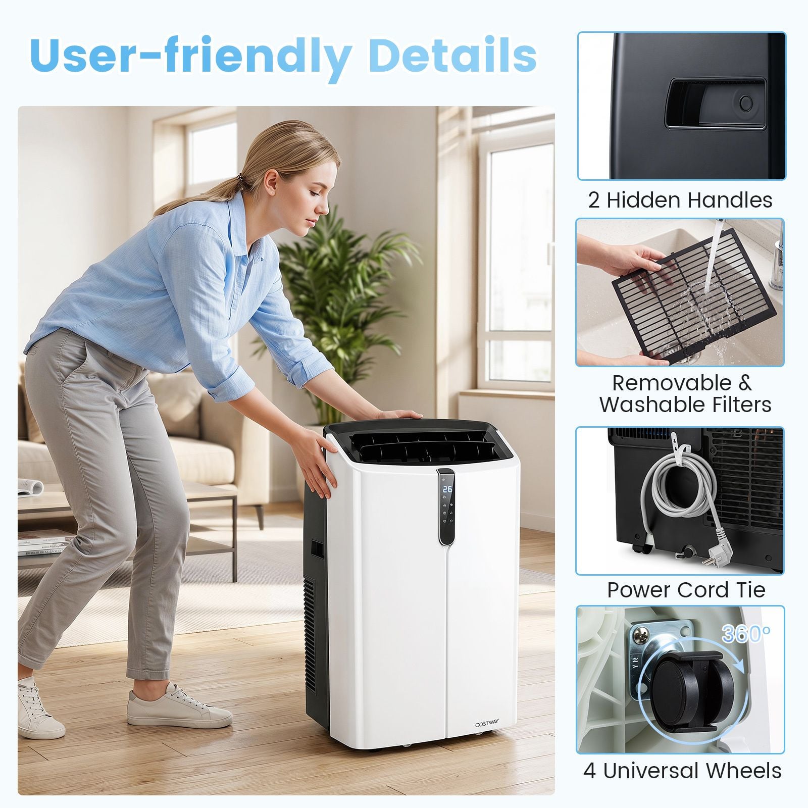12000 BTU Portable Air Conditioner with 24H Timer and Sleep Mode for Rooms Up to 46.5㎡ — image 5