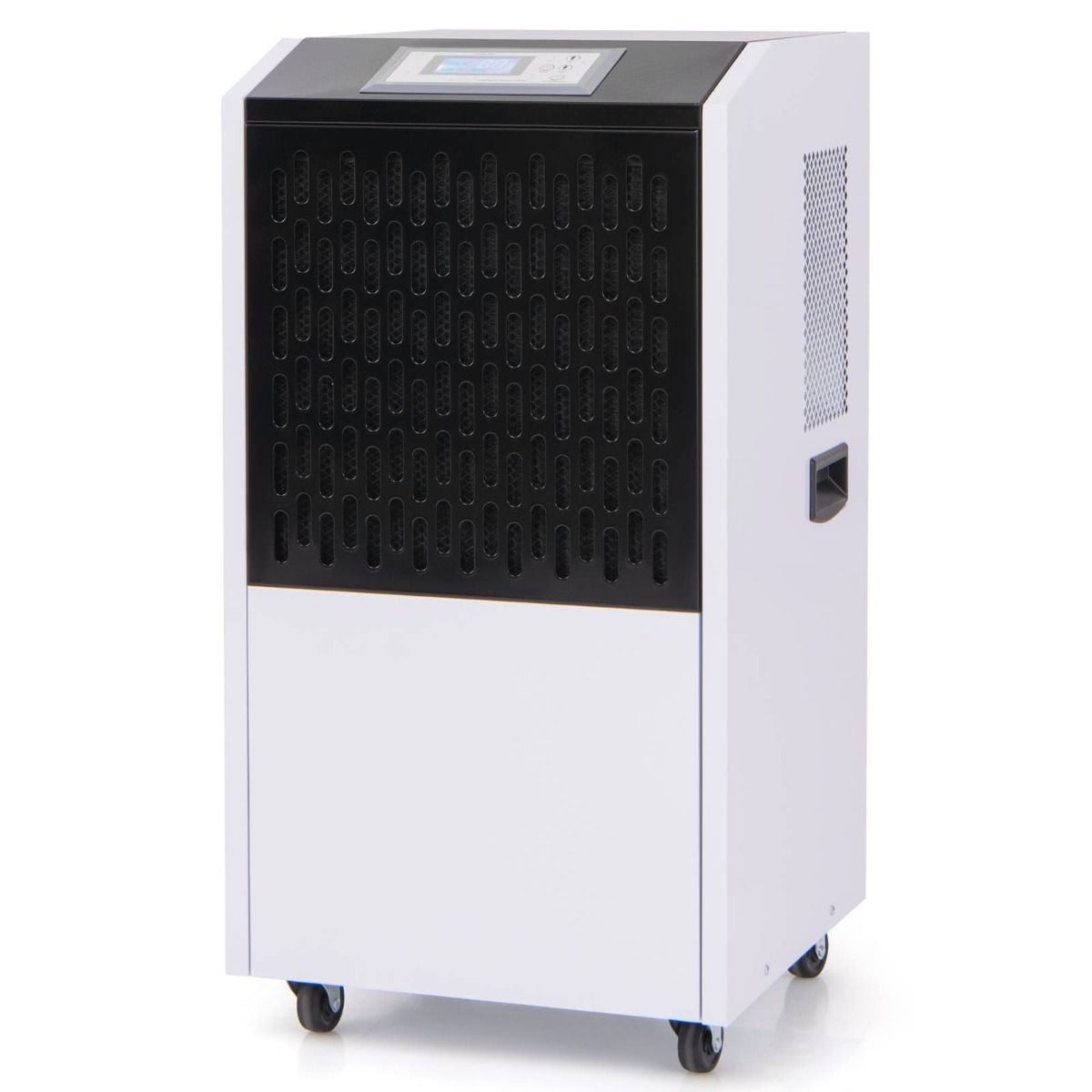 Costway 120 L/day industrial dehumidifier with wheels and handles, front view