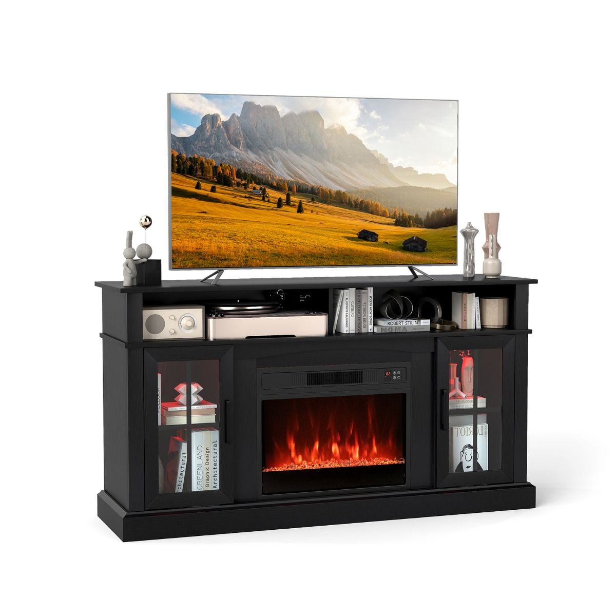 148cm Fireplace TV Stand with LED Lights Entertainment Center for 65 Inch TV — image 6