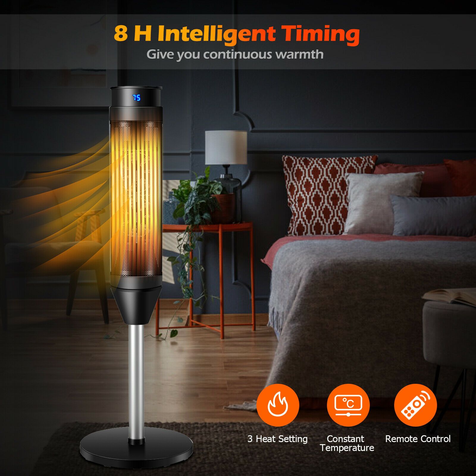 Electric Tower Fan/Heater with Digital Timer and Remote — image 3