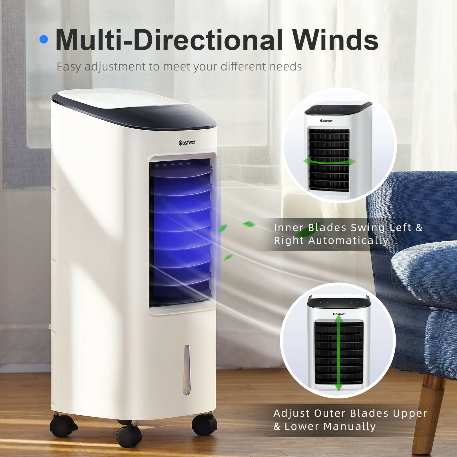 3-in-1 Evaporative Cooler with 7L Water Tank — image 6