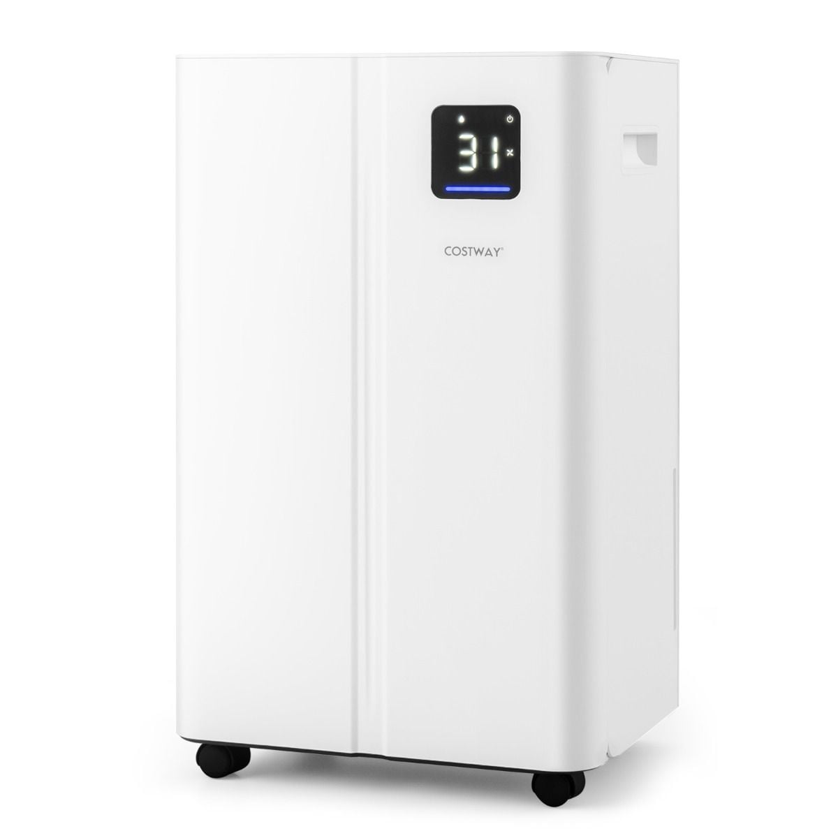 Costway 20L per day dehumidifier for home and basement, white, with LED display, front view