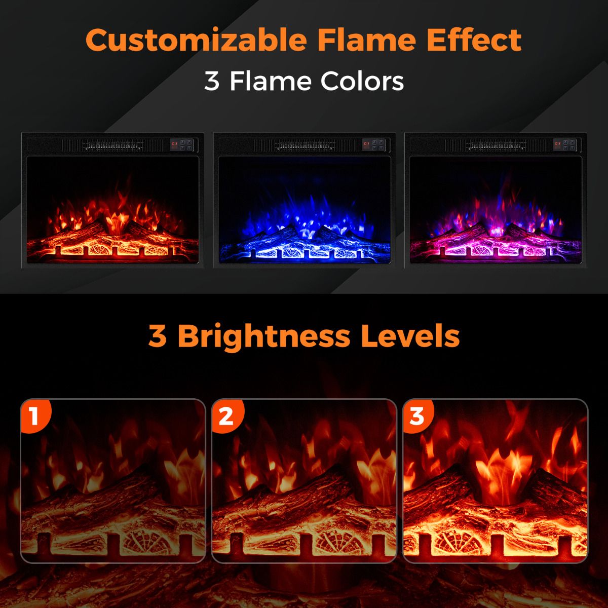 23” Electric Fireplace 750W/1500W Fireplace Insert — image 6