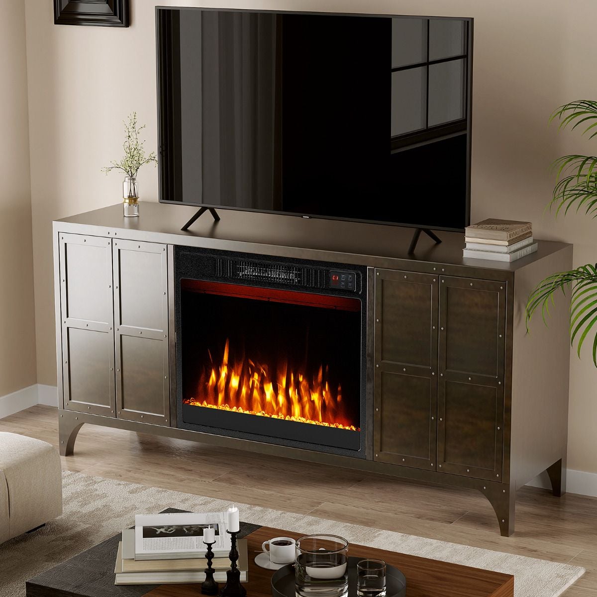 23 Inches Electric Fireplace Insert 750W/1500W Fireplace Heater — image 5