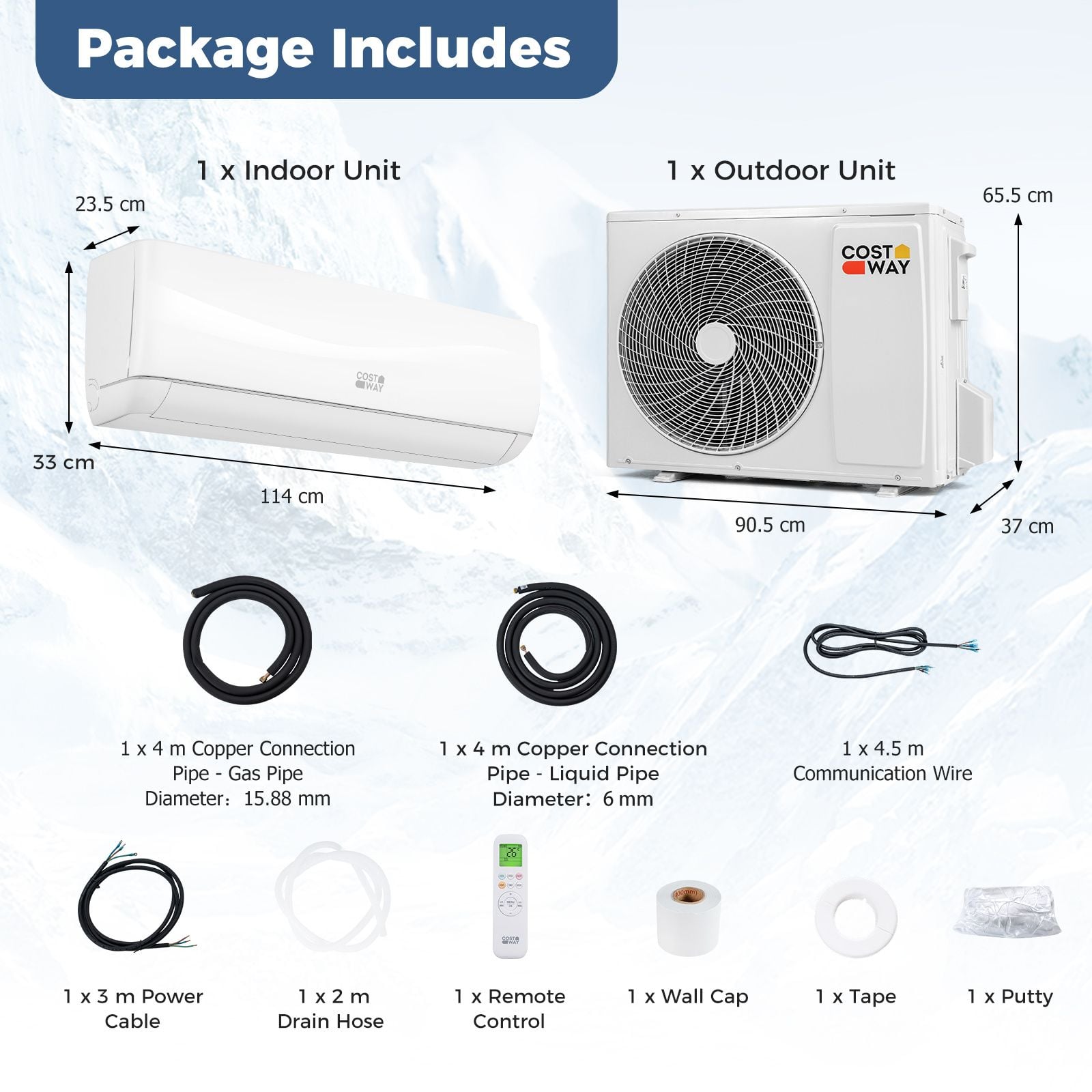 Costway A++ inverter 24000 BTU split air conditioning system with remote