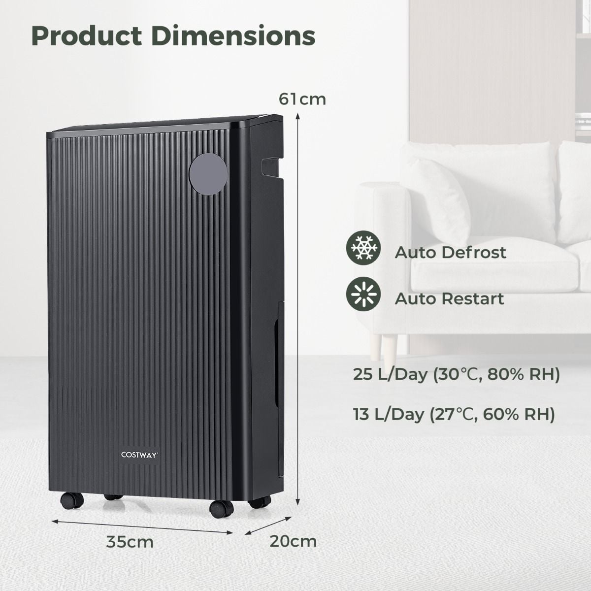 25L/D Dehumidifier for Home with 4 Modes 3-Color Indicator 24H Timer — image 4