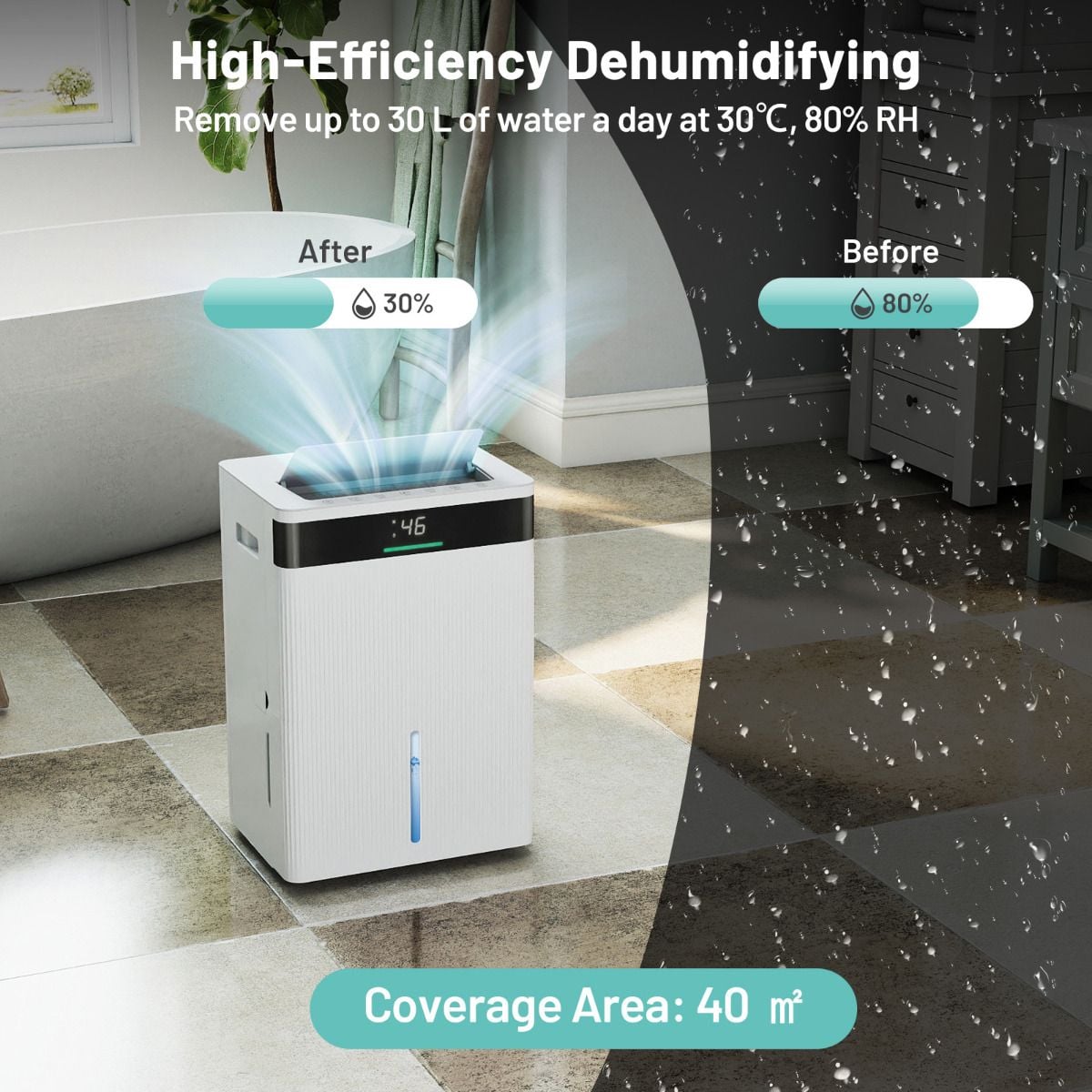 30L Dehumidifier with 3 Modes and 3-Color Lights — image 4