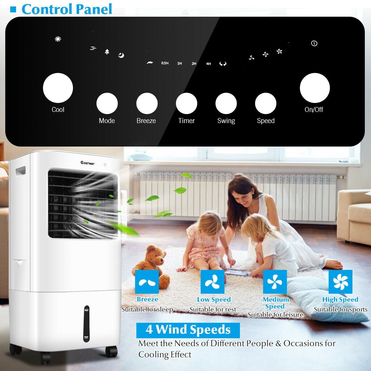3-in-1 Evaporative Air Cooler and Humidifier with Remote Control — image 6